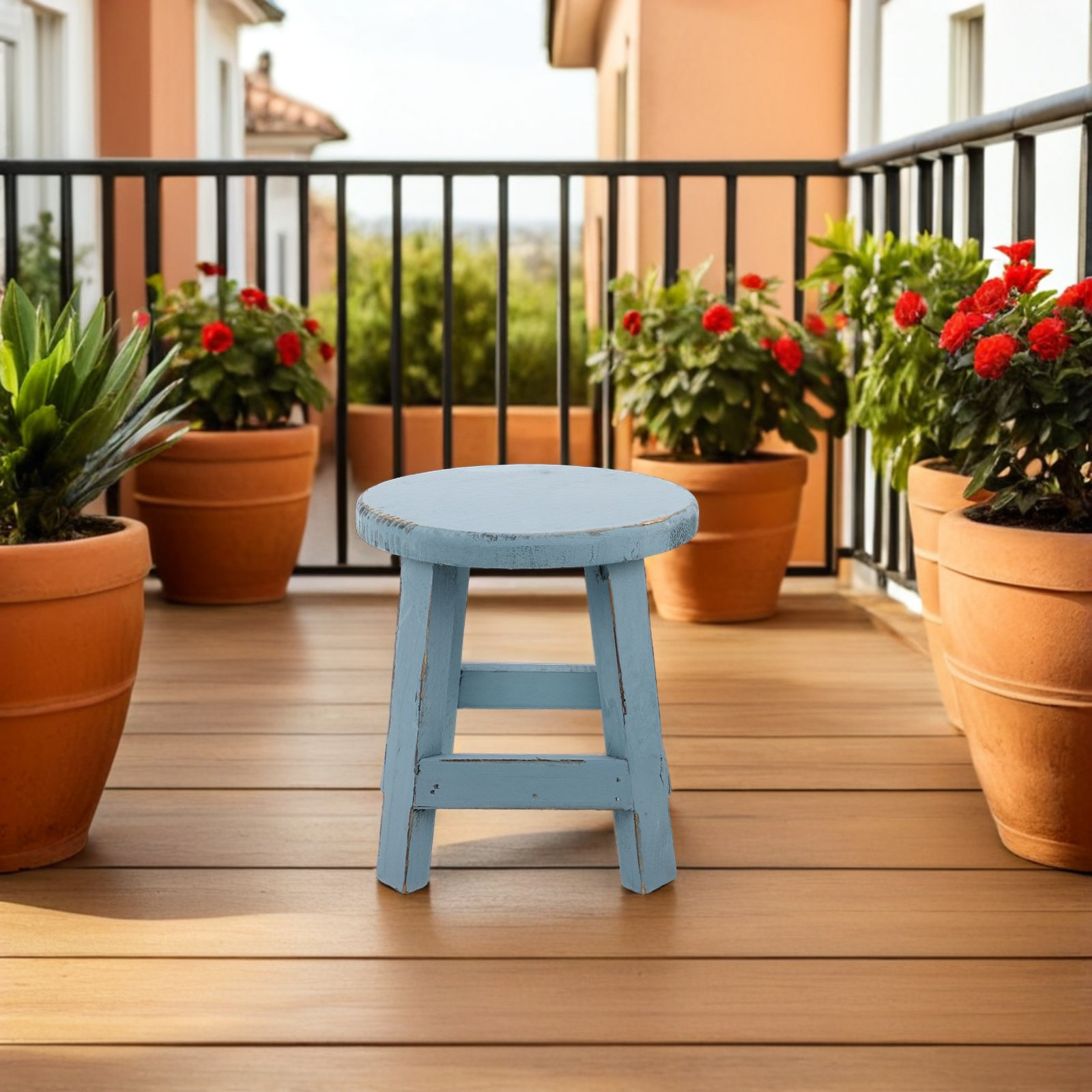 Us Bonsai Garden - Decorative Garden Stool Round Wooden Mini