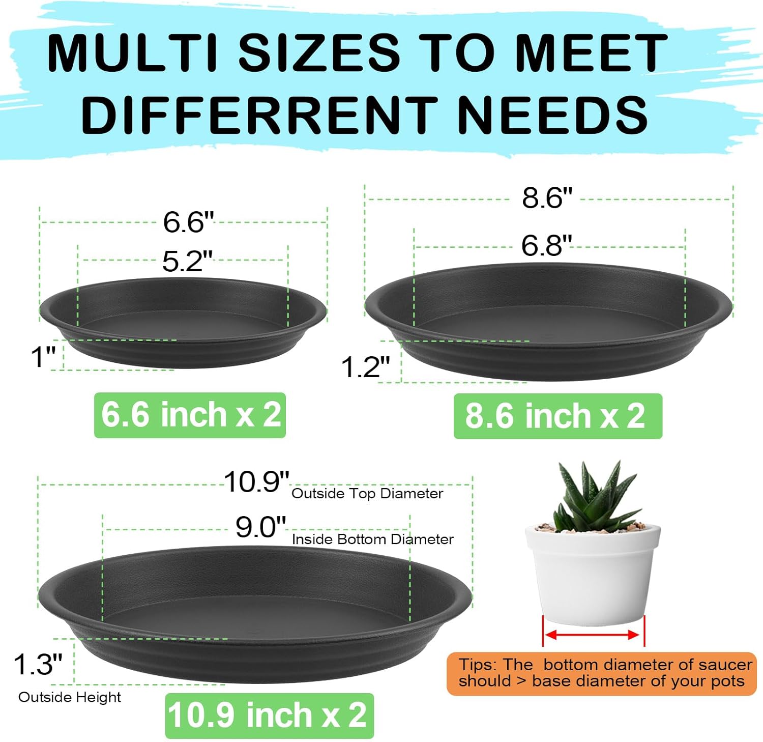 6 Pcs Plastic Plant Saucers, A - Drip Tray Saucer のレビューと価格