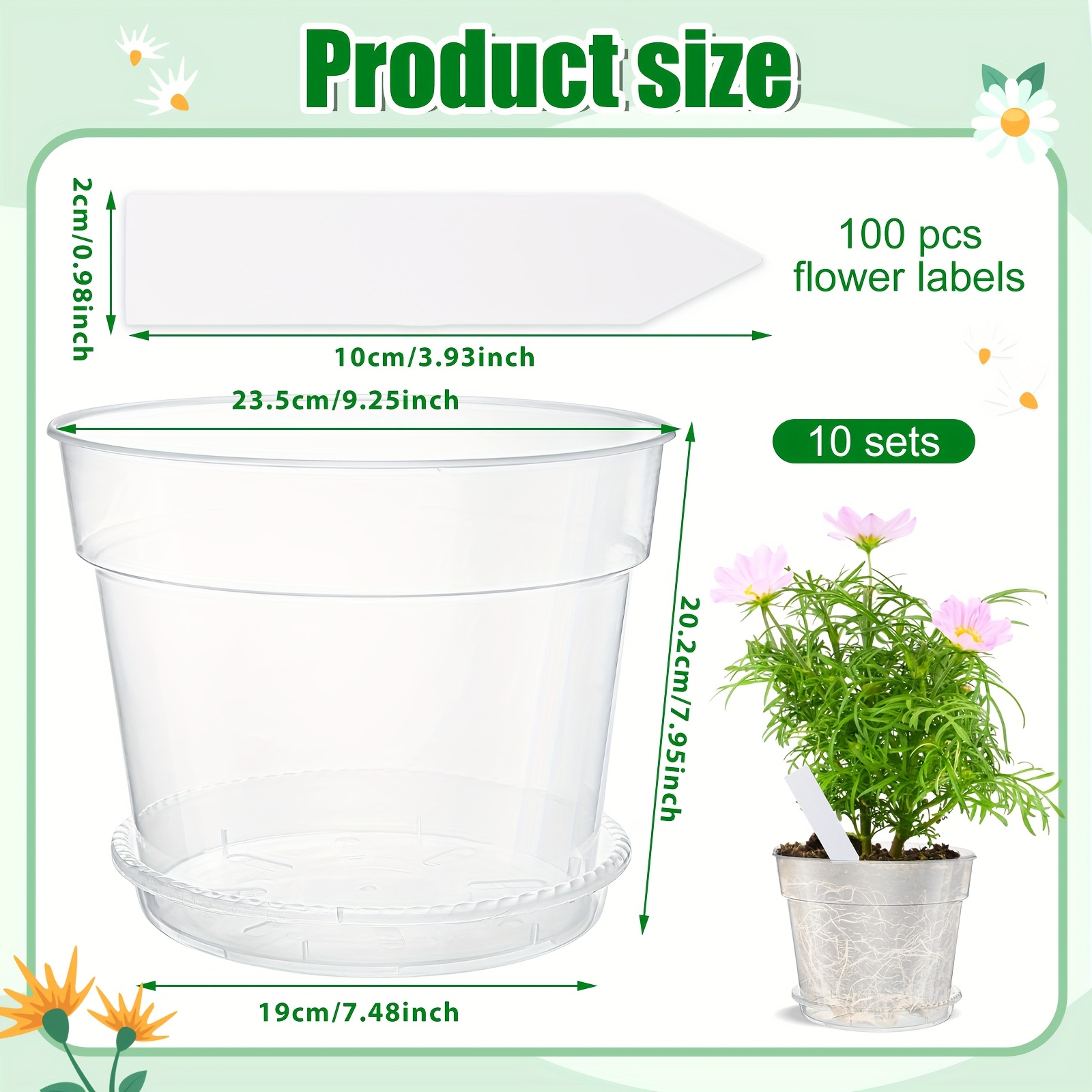 10pcs 9 Inch Clear Nursery Pot - Drip Tray Saucer のレビューと価格
