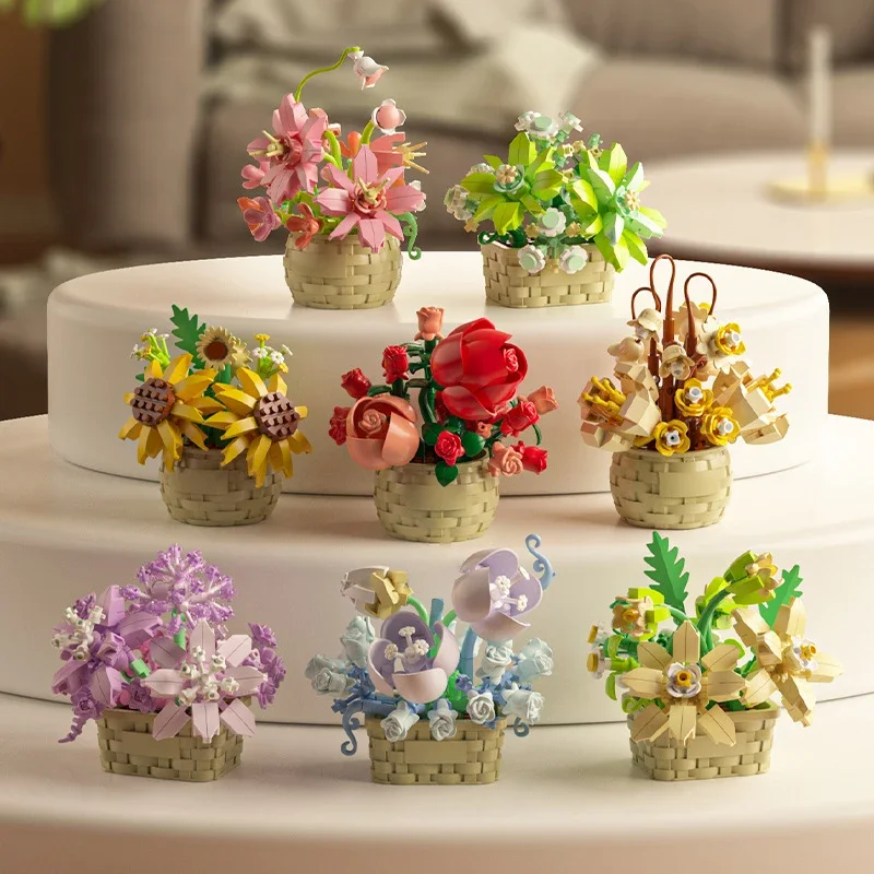 DIY MOC Potted RedRose Sunflow - Bonsai Garden Lego Set のレビューと価格