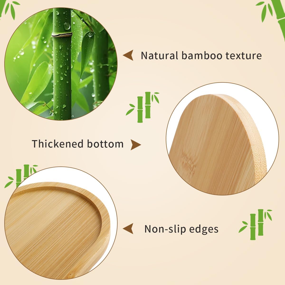4pcs Bamboo Plant Saucer Oval  - Drip Tray Saucer のレビューと価格