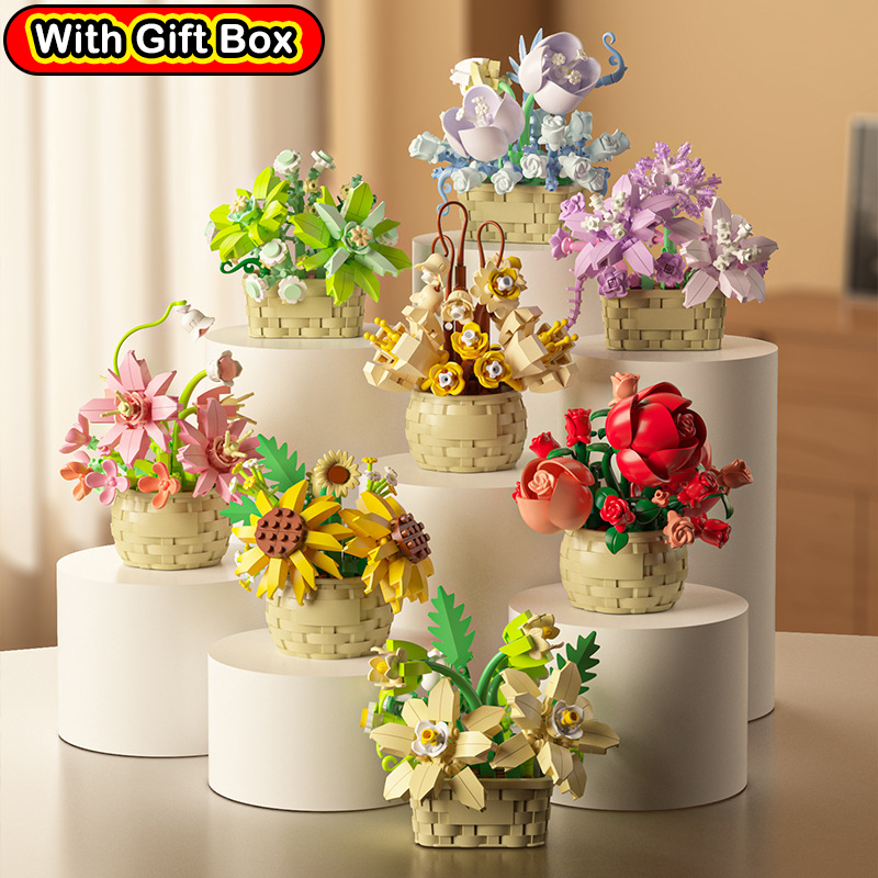 DIY MOC Potted Rose Sunflower  - Bonsai Garden Lego Set のレビューと価格